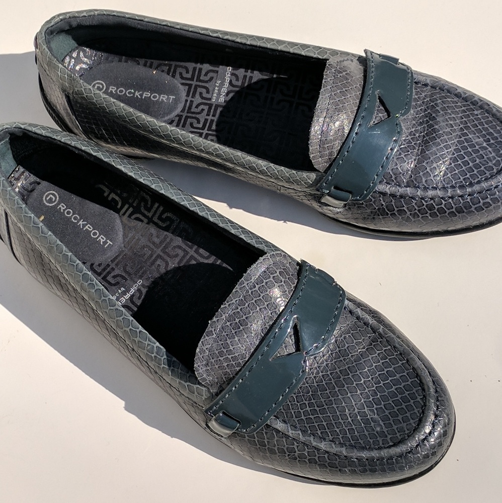 Rockport Blue Teal Snakeskin Patterned Loafers - Picture 4 of 8